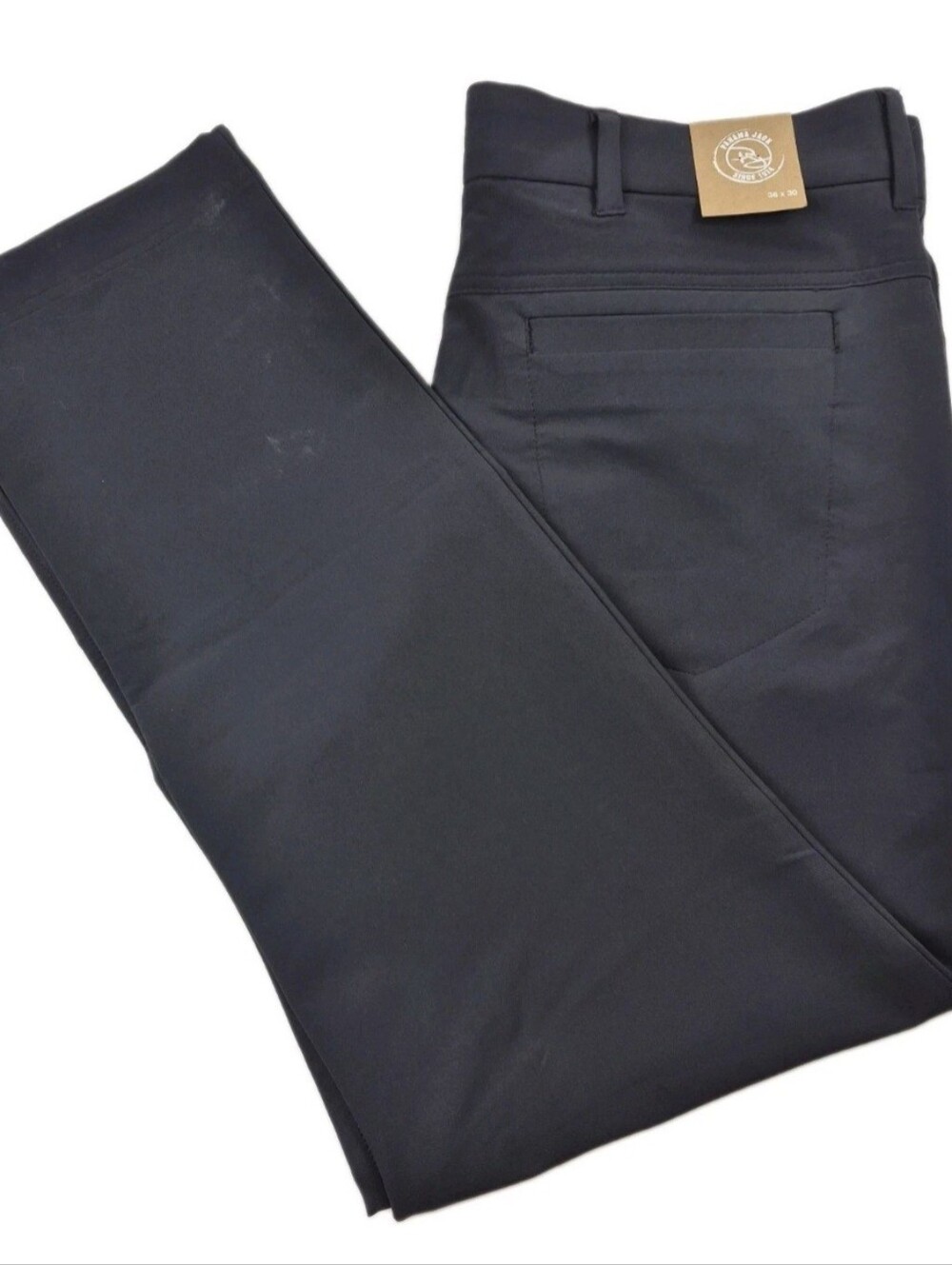 NEW Panama Jack Men's 36Wx30L Black Dress Pants Flat Front Poly/Spandex NWT